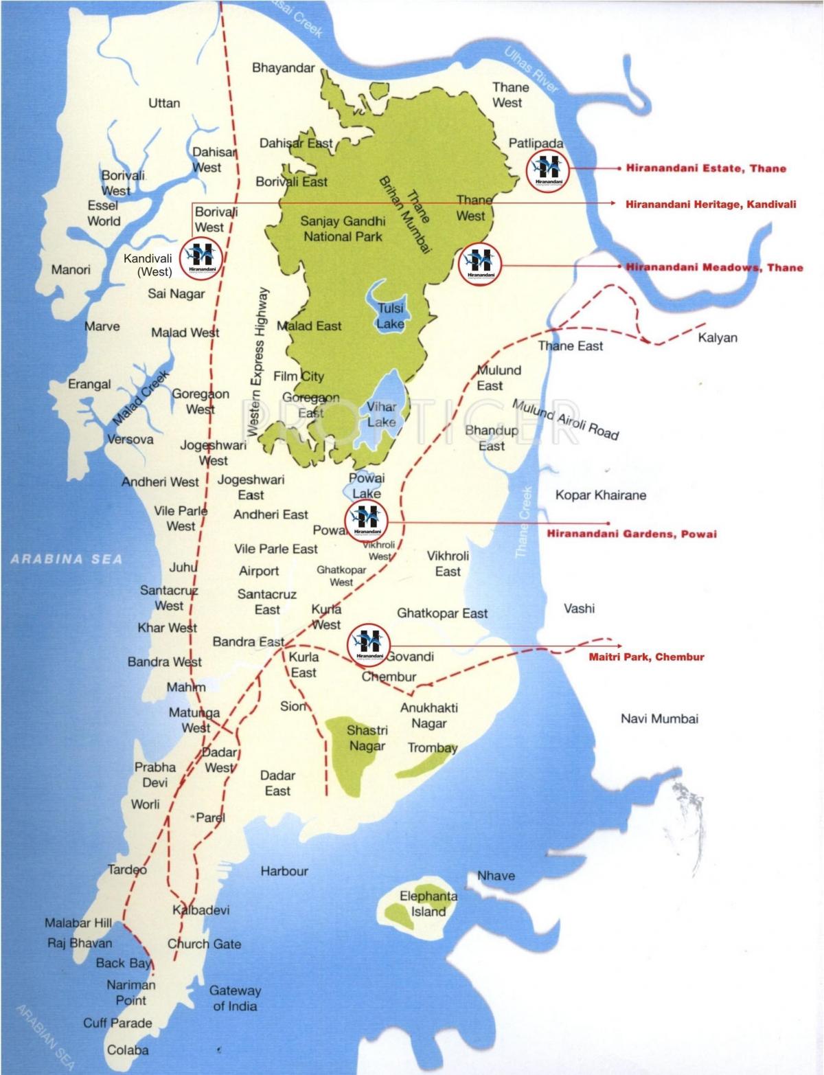 քարտեզ Колаба Մումբայի