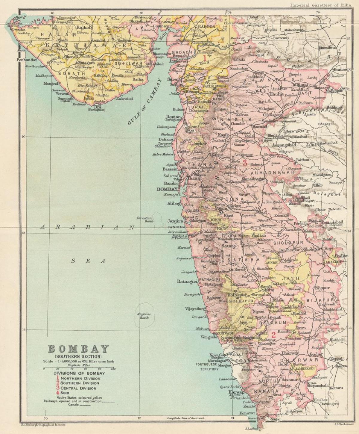 քարտեզ նախագահության Bombay